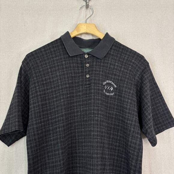 The Old Course St Andrews Plaid Polo Shirt Men Medium Dark Gray Athleisure Golf - Picture 2 of 8